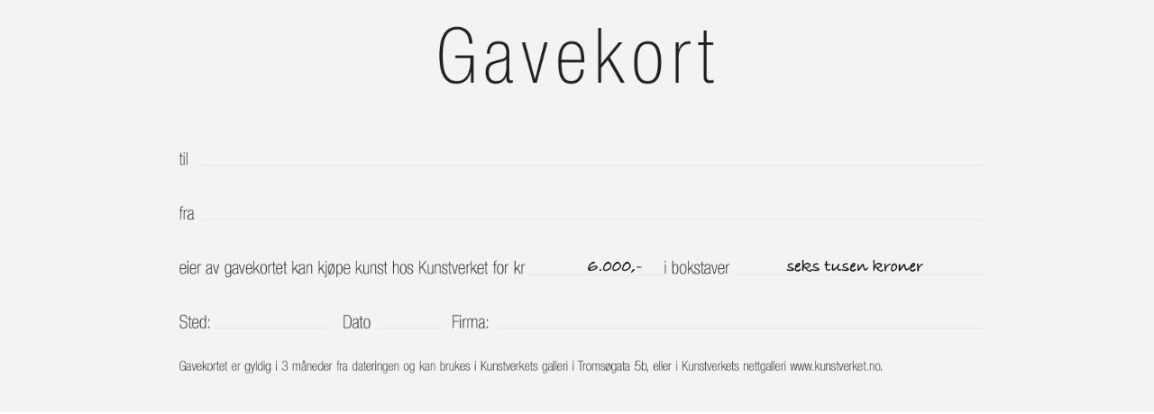 Gavekort kr.6.000,-